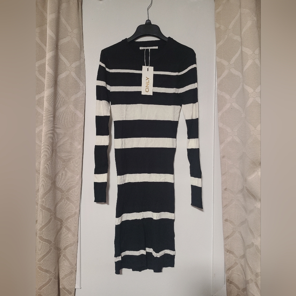 ONLY Black and White Striped Dress Womens Small